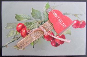 I CAN NOT TELL A LIE ANTIQUE POSTCARD w/ APPLIED DECORATION