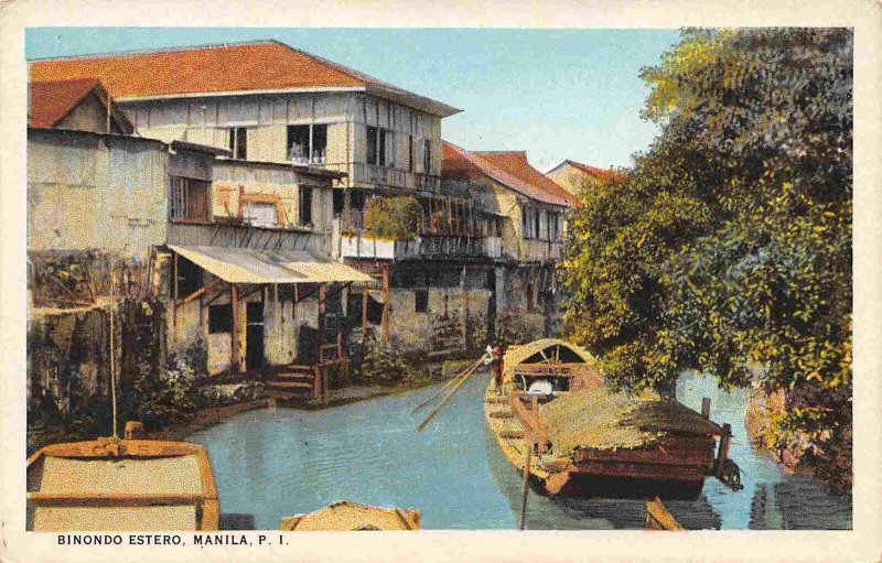Binondo Estero Manila Philippines 1920s postcard