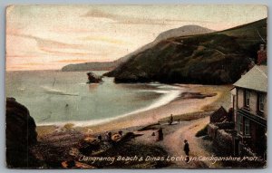 Postcard Cardiganshire UK c1907 Llangrannog Beach & Dinas Lochtyn Advertisement
