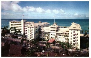 Aerial View Moana Surf Rider Hotel Waikiki Beach Postcard