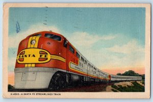 Santa Fe New Mexico NM Postcard Transcontinental Train Streamlined Train c1958