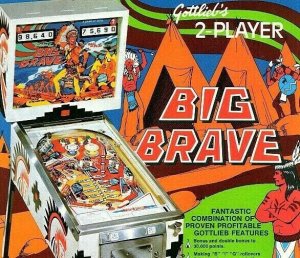 Big Brave Pinball Flyer Original Vintage Retro NOS 1974 Game Art 8.5 x 11