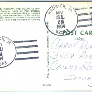 1984 Hedrick, IA Town Post Office Cancel Stamp USPO Postcard Postal History A177