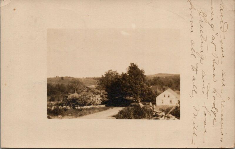 Concord NH~Mill's Farm House Hidden on Left~Mr Clough's Home on Right 1910 RPPC 