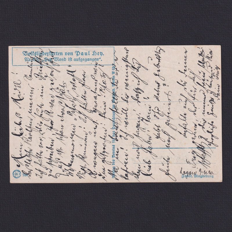 GERMANY, Postcard, Paul Hey, #63, 'Der Mond ist aufgegangen'