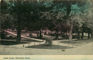 Park Scene, Waterloo, Iowa - Vintage Tinted Postcard