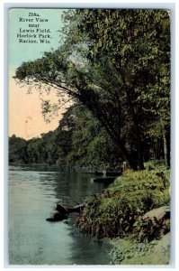 1912 River View Lewis Field Horlick Park Lake Racine Wisconsin Vintage Postcard