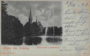 Leipzig Germany Johannaparf Scenic View Gruss aus Antique Postcard J60795