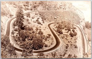 Rowena Loops Columbia River Highway Oregon OR Panorama Real Photo RPPC Postcard