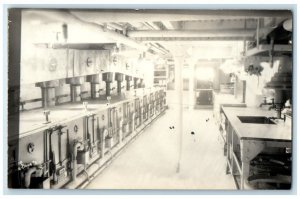 c1920's USS Colorado Galley Kitchen Interior View US Navy RPPC Photo Postcard