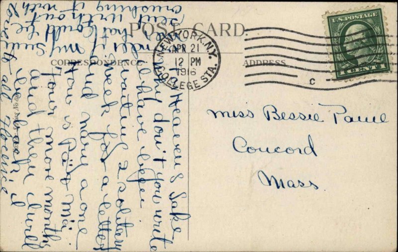 Easter Children Rabbit Egg Basket Vintage Postcard