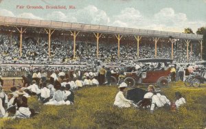 Fair Grounds Brookfield, Missouri Antique Cars 1911 Monroe City Vintage Postcard