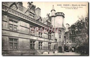 Old Postcard Paris Musee Cluny Inside view of Hotel Cluny Museum and entrance