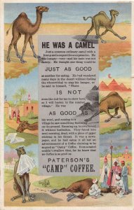 Patersons Camp Coffee Camel Old Advertising Postcard