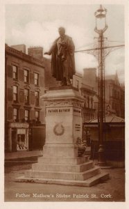 RPPC Father Mathew's Statue, Patrick St. Cork, Ireland ca 1920s Vintage Postcard