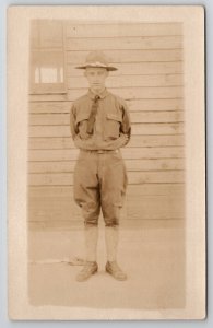 RPPC Young WW1 US Soldier Photo Postcard J23