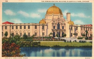 Vintage Postcard 1938 Administration Building In Garfield Park Chicago Illinois