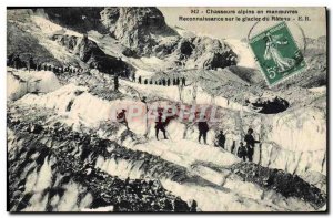 Old Postcard Militaria Alpine Hunters maneuvers Recognition on the glacier of...