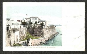 GOVERNOR'S PALACE & SEA WALL SAN JUAN PUERTO RICO POSTCARD (c. 1905)