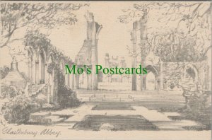 Somerset Postcard - Pencil Sketch of Glastonbury Abbey  RS28220