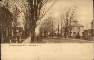 West Carthage NY Fireman's Hall c1910 Postcard
