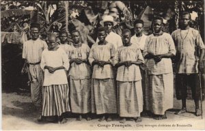 PC MISSIONARIES BRAZZAVILLE 5 MENAGES CHRETIENS FRENCH CONGO (a28497)