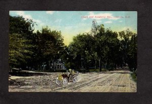 NH Court & Academy Streets Sts Laconia New Hampshire Postcard Car House Dirt Rd