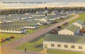 Base Hospital Area Savannah Air Force Base Savannah Georgia 1940s linen postcard