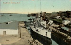 Halifax NS Dry Dock Ship Bird's Eye View c1910 Postcard