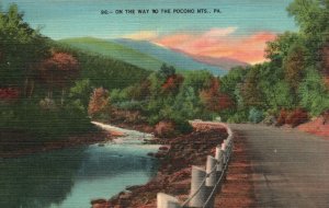 Vintage Postcard On the Way to the Poconos Mountains Pennsylvania 1 Cent