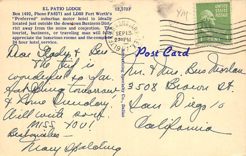 El Patio Lodge - Fort Worth, Texas TX  
