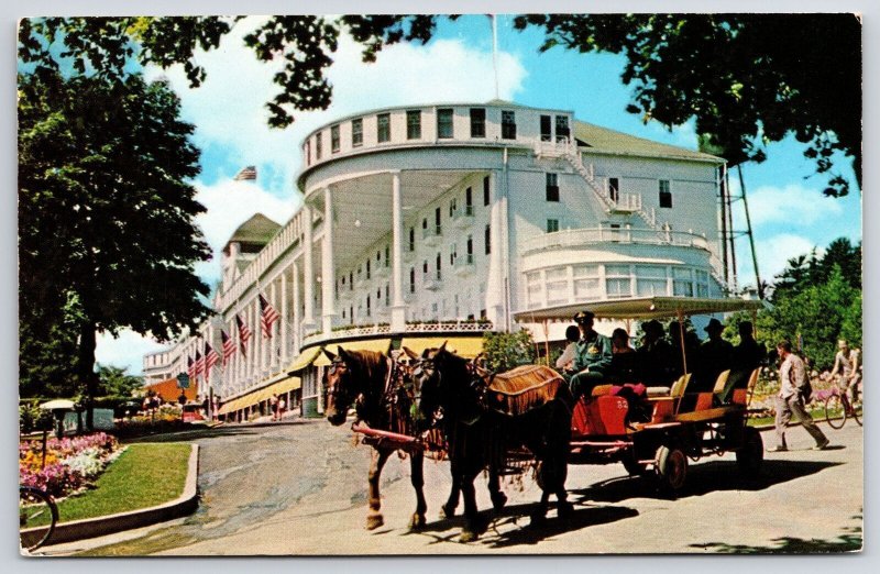 Grand Hotel Mackinac Island Michigan Carriage Ride Service & Flowers Postcard