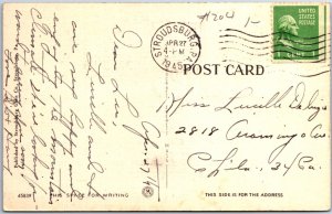 VINTAGE POSTCARD BEAUY SPOT IN THE POCONOS MOUNTAINS MAILED STROUDSBURG P.A 1945