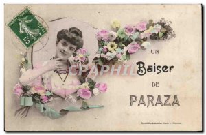 Paraza - Paraza Kiss - Woman and flowers - Old Postcard