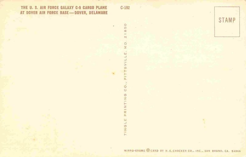 C5 Galaxy US Air Force Plane Runway Dover Air Force Base DE postcard