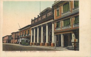 Ecuador Guayaquil bank & library horses traction tramway public transport tram 