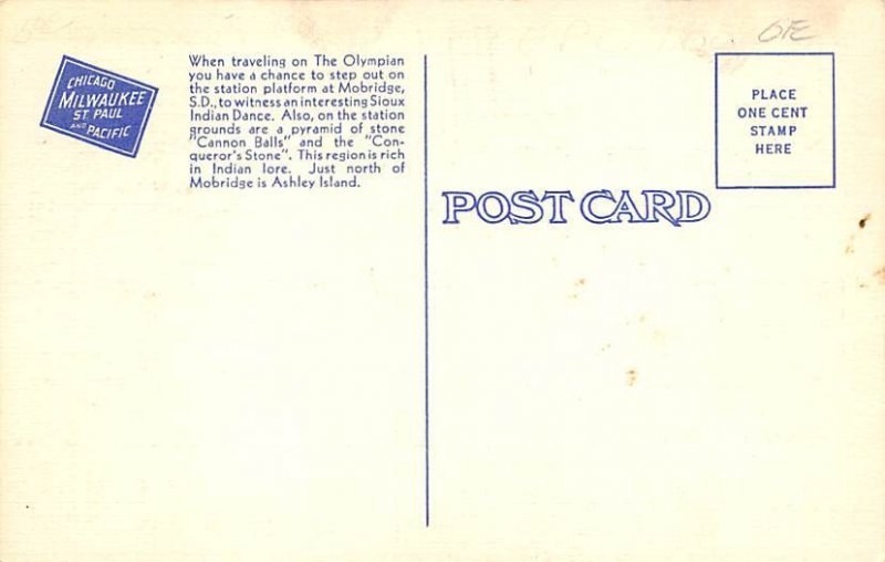 Indian ceremonial dance Mobridge SD Postcard