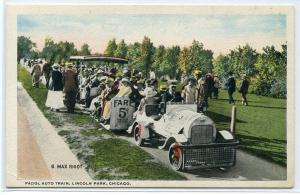 Fadgl Miniature Auto Train Lincoln Park Chicago Illinois 1920c postcard