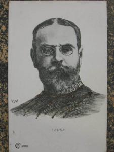 Composer John Philip Sousa Patriotic Marches A/S Glitter Postcard c1910 myn