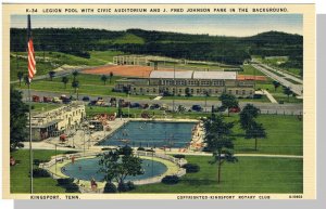 Kingsport, Tennessee/TN Postcard, Park/Auditorium Near Mint!