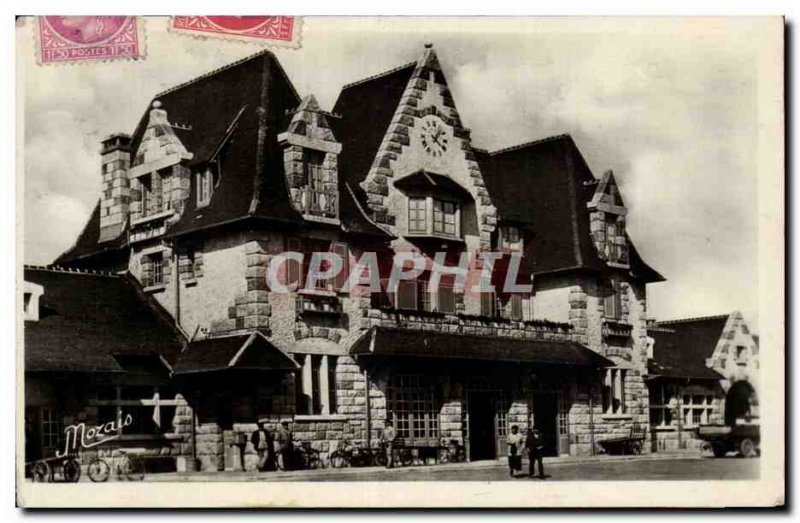 Old Postcard Pornichet The new station railway