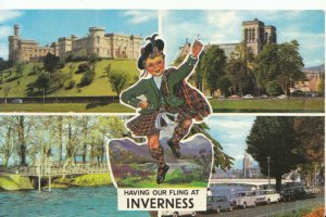 Scotland Postcard - Having Our Fling at Inverness-shire - Ref TZ4500