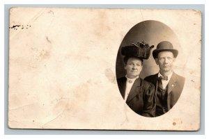 Vintage 1910's RPPC Postcard Portrait of Husband and Wife