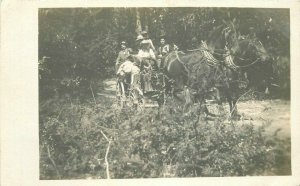 C-1910 Men country outing drinking horse wagon RPPC Photo Postcard 6017