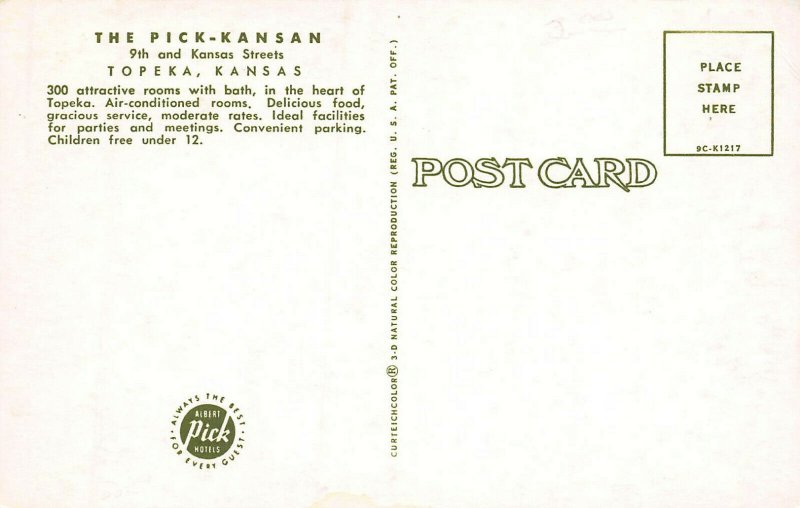 The Pick Kansan, Topeka, Kansas, early postcard, unused