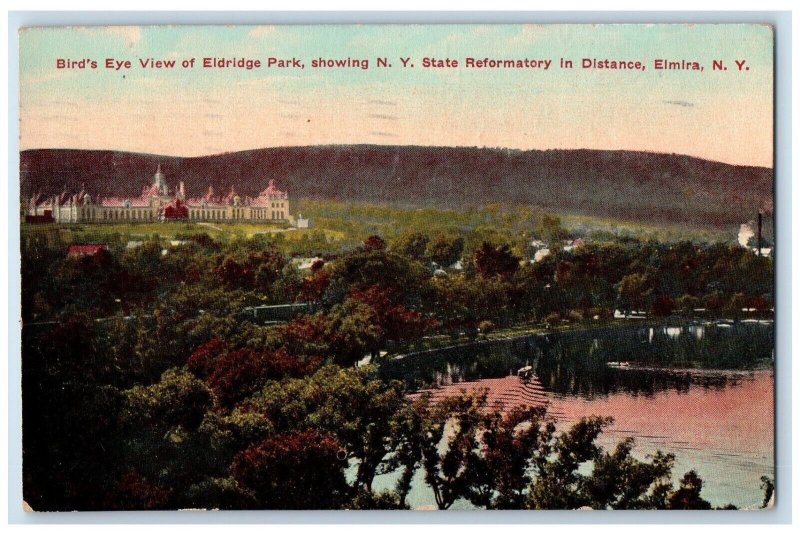 1913 Birds Eye View Eldridge Park New York State Reformatory Elmira NY Postcard 