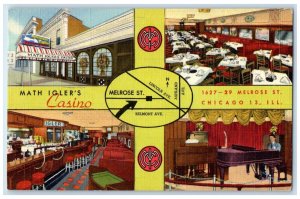1950 Math Igler's Casino Melrose St. Chicago Illinois Multiview Vintage Postcard