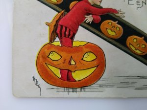 Halloween Postcard HBG HB Griggs Pixie Elf Brownie Fantasy 1911 Burlington IL