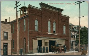 EASTON PA CENTRAL FIRE STATION ANTIQUE POSTCARD