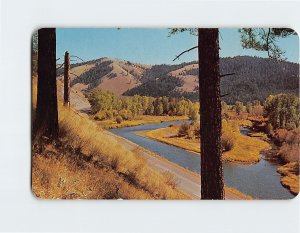 Postcard Clarkfork River, important waterway of Western Montana